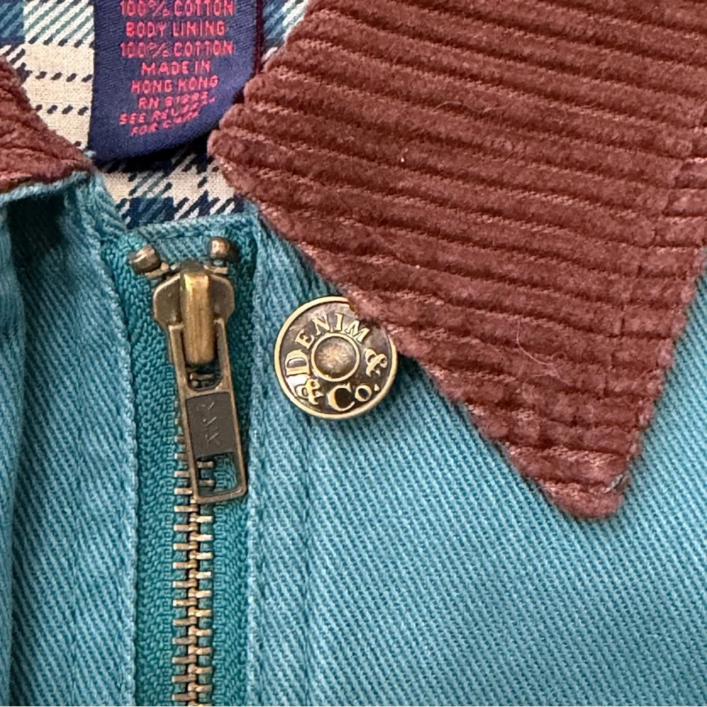 Vintage Denim Co Jacket Chore Barn Coat Adult S Flannel Lined Corduroy 90s Green - Picture 4 of 14